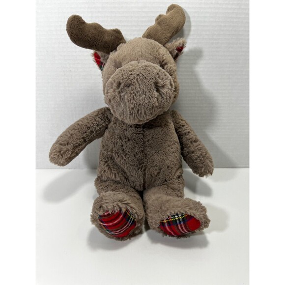 Cloud B Moose Dreamy Hugginz 15" Plush Brown Stuffed Animal Toy Plaid Christmas - Picture 1 of 6